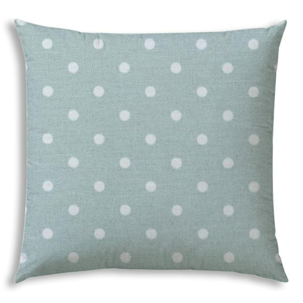 17" Sea Green Polka Dots Indoor Outdoor Throw Pillow - Homeroots - Flyclothing LLC