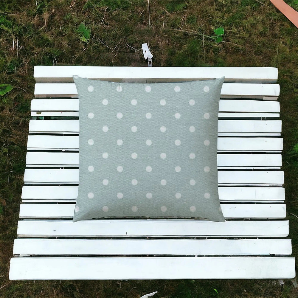 17" Sea Green Polka Dots Indoor Outdoor Throw Pillow - Homeroots - Flyclothing LLC
