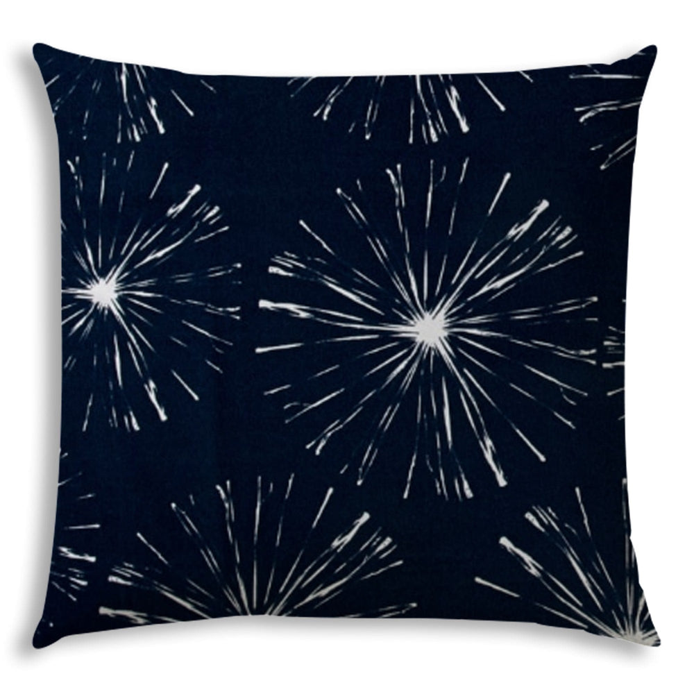 17" X 17" Navy Blue And White Blown Seam Floral Lumbar Indoor Outdoor Pillow - Homeroots - Flyclothing LLC