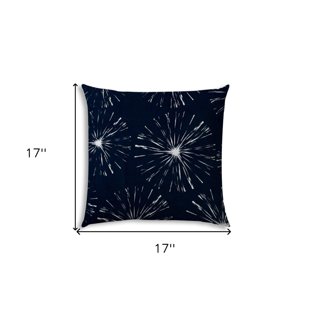 17" X 17" Navy Blue And White Blown Seam Floral Lumbar Indoor Outdoor Pillow - Homeroots - Flyclothing LLC