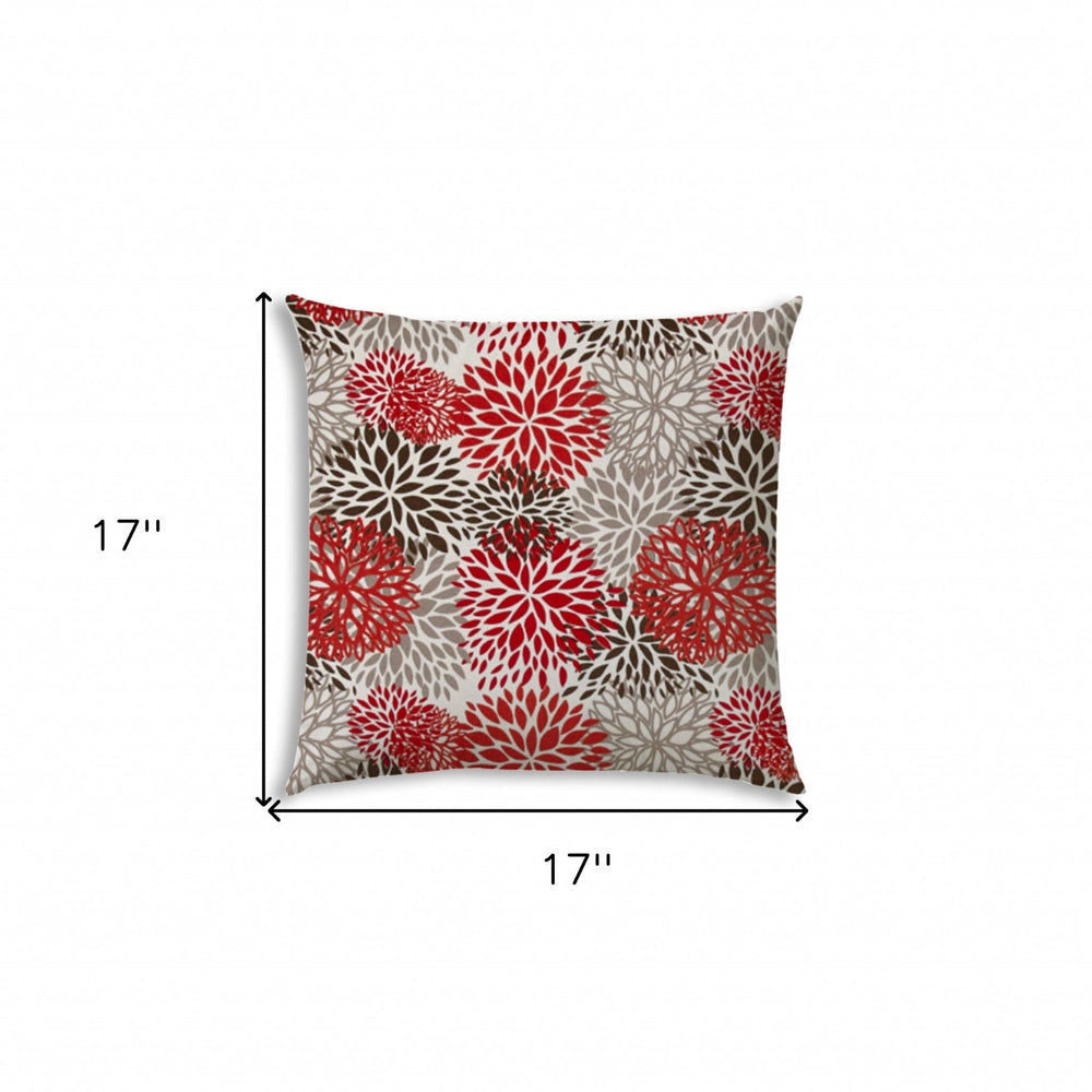 17" X 17" Red And White Blown Seam Floral Lumbar Indoor Outdoor Pillow - Homeroots - Flyclothing LLC