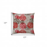 17" X 17" Red And White Blown Seam Floral Lumbar Indoor Outdoor Pillow - Homeroots - Flyclothing LLC