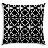 17" X 17" Black And White Blown Seam Interlocking Throw Indoor Outdoor Pillow - Homeroots
