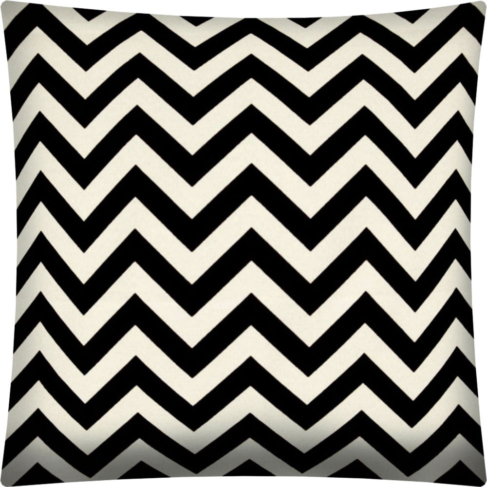 17" X 17" Black And Ivory Blown Seam Zigzag Throw Indoor Outdoor Pillow - Homeroots