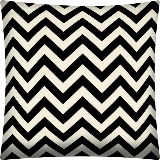 17" X 17" Black And Ivory Blown Seam Zigzag Throw Indoor Outdoor Pillow - Homeroots