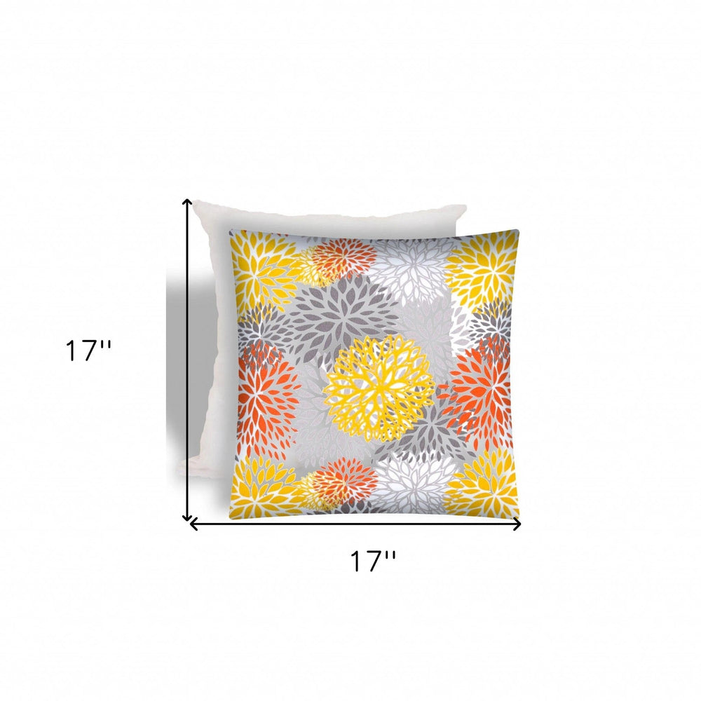 17" X 17" Gray And White Zippered Floral Throw Indoor Outdoor Pillow - Homeroots - Flyclothing LLC