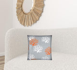 17" X 17" Gray And White Corals Zippered Coastal Throw Indoor Outdoor Pillow - Homeroots - Flyclothing LLC
