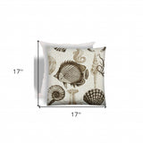 17" X 17" Brown And Natural Brown Fish Zippered Coastal Throw Indoor Outdoor Pillow - Homeroots - Flyclothing LLC