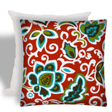 17" X 17" Read And Green Zippered Floral Throw Indoor Outdoor Pillow - Homeroots - Flyclothing LLC