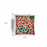 17" X 17" Read And Green Zippered Floral Throw Indoor Outdoor Pillow - Homeroots - Flyclothing LLC