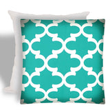 17" X 17" Turquoise And White Zippered Quatrefoil Throw Indoor Outdoor Pillow - Homeroots - Flyclothing LLC