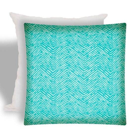 17" X 17" Turquoise And White Zippered Zigzag Throw Indoor Outdoor Pillow - Homeroots