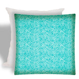 17" X 17" Turquoise And White Zippered Zigzag Throw Indoor Outdoor Pillow - Homeroots - Flyclothing LLC