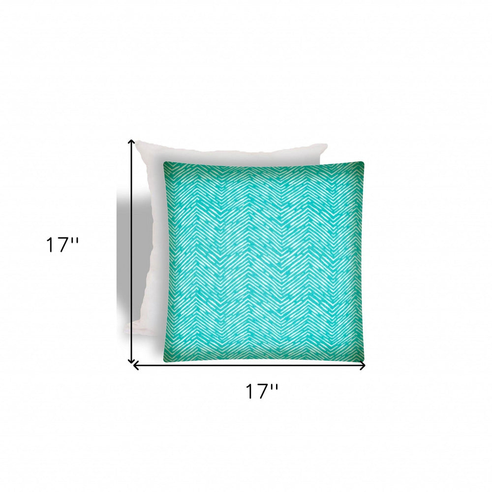 17" X 17" Turquoise And White Zippered Zigzag Throw Indoor Outdoor Pillow - Homeroots - Flyclothing LLC