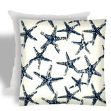17" X 17" Navy Blue And White Starfish Zippered Coastal Throw Indoor Outdoor Pillow - Homeroots - Flyclothing LLC