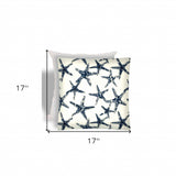 17" X 17" Navy Blue And White Starfish Zippered Coastal Throw Indoor Outdoor Pillow - Homeroots - Flyclothing LLC