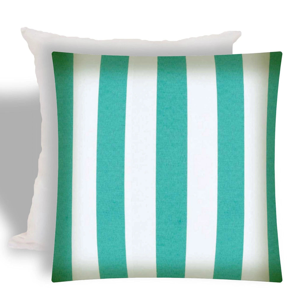 17" X 17" Turquoise And White Zippered Striped Throw Indoor Outdoor Pillow - Homeroots - Flyclothing LLC