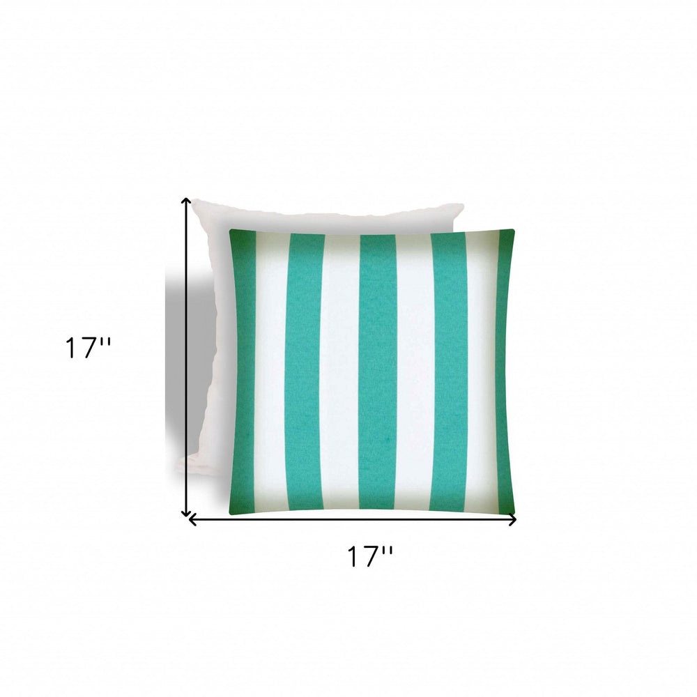 17" X 17" Turquoise And White Zippered Striped Throw Indoor Outdoor Pillow - Homeroots - Flyclothing LLC