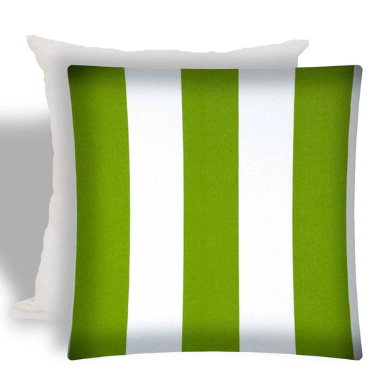 17" X 17" Green And Ivory Zippered Striped Throw Indoor Outdoor Pillow - Homeroots