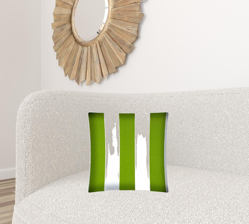 17" X 17" Green And Ivory Zippered Striped Throw Indoor Outdoor Pillow - Homeroots - Flyclothing LLC