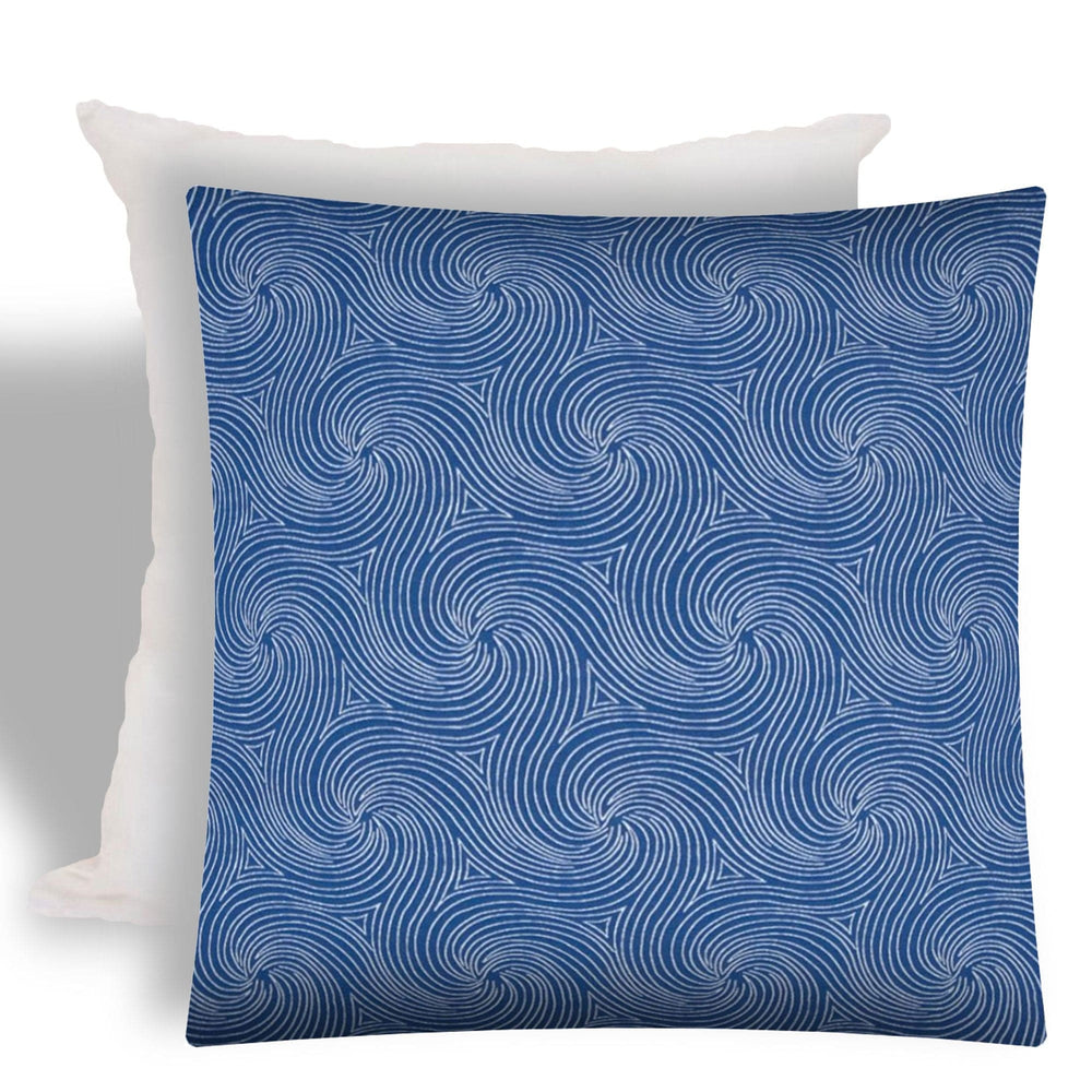 17" X 17" Blue And White Zippered Swirl Throw Indoor Outdoor Pillow - Homeroots - Flyclothing LLC