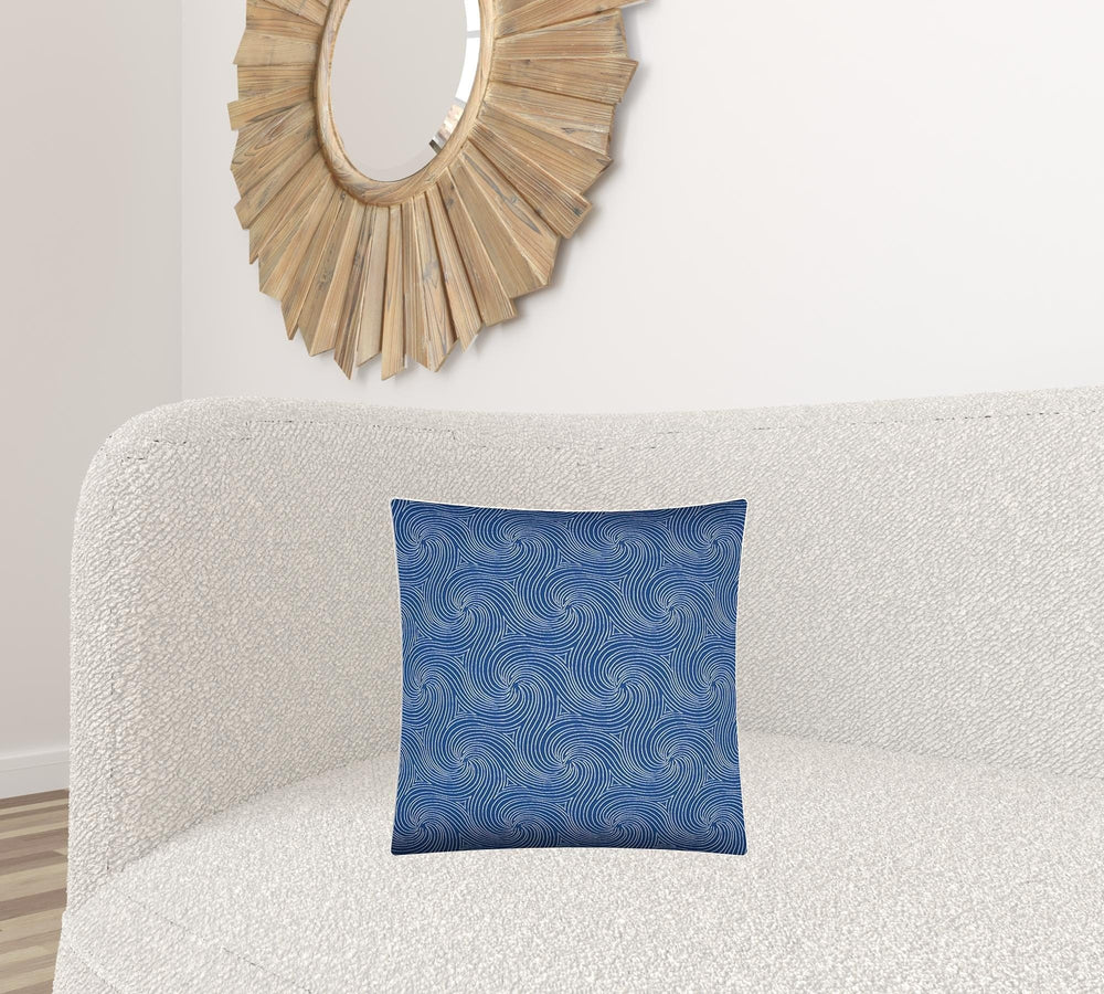 17" X 17" Blue And White Zippered Swirl Throw Indoor Outdoor Pillow - Homeroots - Flyclothing LLC