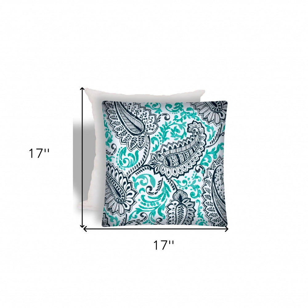 17" X 17" Navy Blue And White Zippered Paisley Throw Indoor Outdoor Pillow - Homeroots - Flyclothing LLC