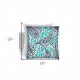 17" X 17" Navy Blue And White Zippered Paisley Throw Indoor Outdoor Pillow - Homeroots - Flyclothing LLC
