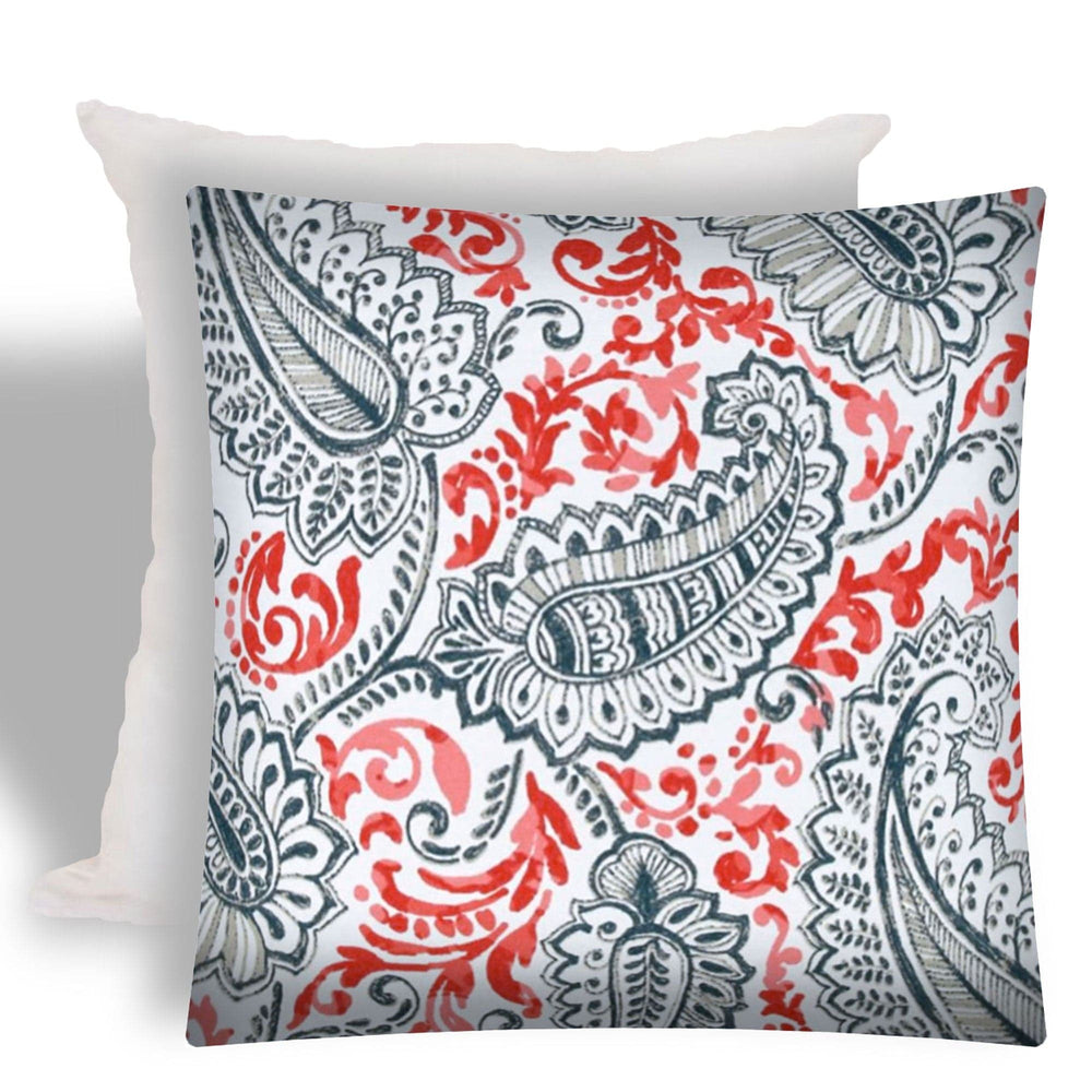 17" X 17" Coral And White Zippered Paisley Throw Indoor Outdoor Pillow - Homeroots - Flyclothing LLC