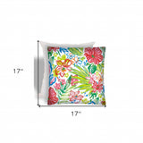 17" X 17" White And Green Zippered Floral Throw Indoor Outdoor Pillow - Homeroots - Flyclothing LLC