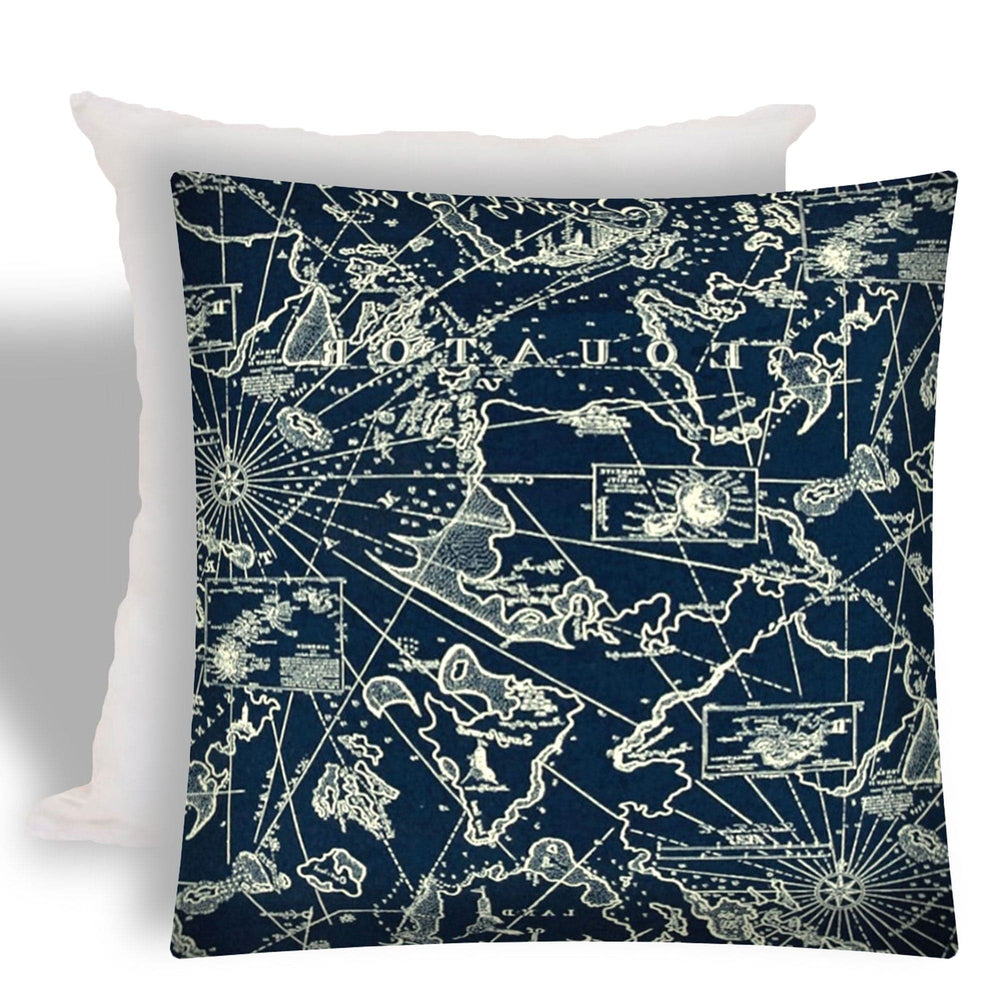 17" X 17" Navy Blue Zippered Indoor Outdoor Throw Pillow - Homeroots