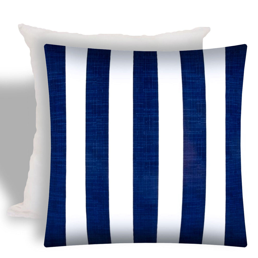 17" X 17" Navy Blue And White Zippered Striped Throw Indoor Outdoor Pillow - Homeroots - Flyclothing LLC