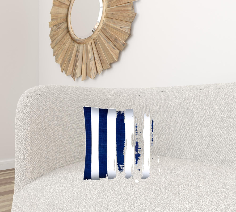 17" X 17" Navy Blue And White Zippered Striped Throw Indoor Outdoor Pillow - Homeroots - Flyclothing LLC