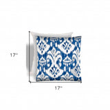 17" X 17" Indigo And Cream Zippered Ikat Throw Indoor Outdoor Pillow - Homeroots - Flyclothing LLC