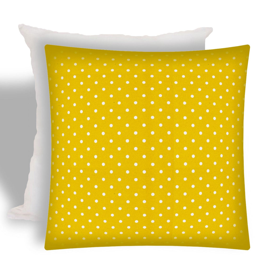 17" X 17" White And Yellow Zippered Polka Dots Throw Indoor Outdoor Pillow - Homeroots - Flyclothing LLC
