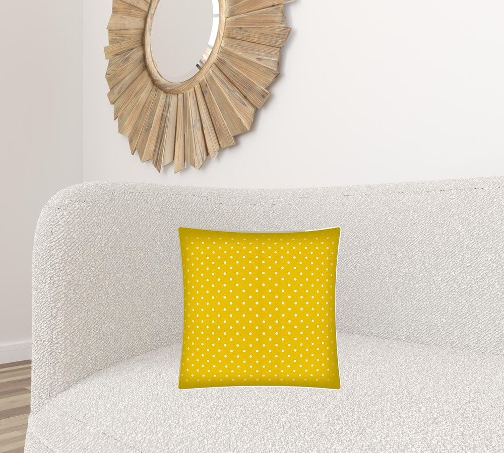 17" X 17" White And Yellow Zippered Polka Dots Throw Indoor Outdoor Pillow - Homeroots - Flyclothing LLC