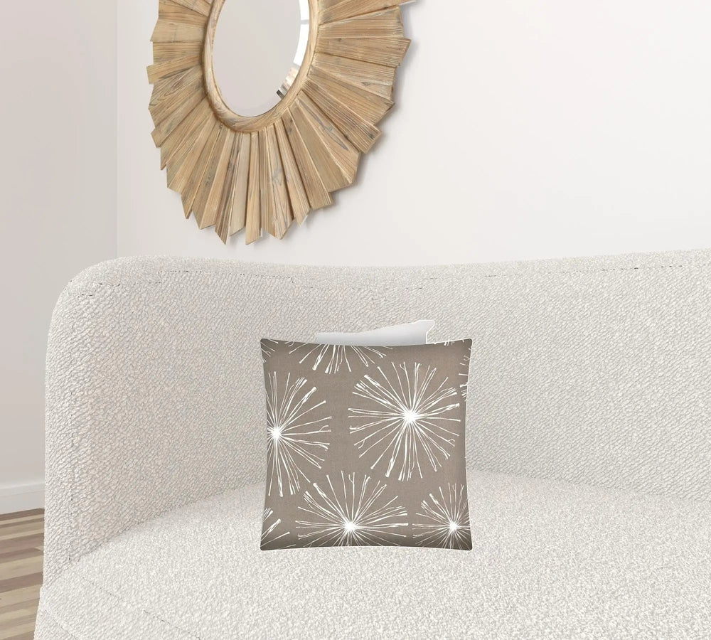 17" X 17" Taupe And White Zippered Floral Throw Indoor Outdoor Pillow - Homeroots - Flyclothing LLC