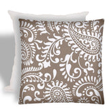 17" X 17" Taupe And White Zippered Paisley Throw Indoor Outdoor Pillow - Homeroots - Flyclothing LLC