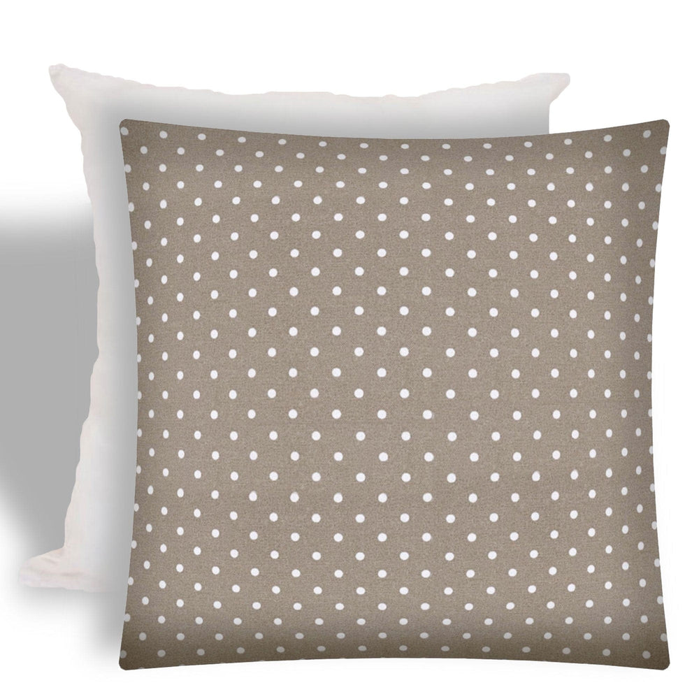 17" X 17" Taupe And White Zippered Polka Dots Throw Indoor Outdoor Pillow - Homeroots - Flyclothing LLC