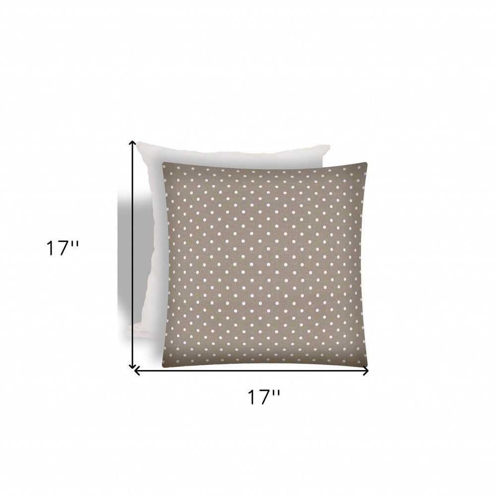 17" X 17" Taupe And White Zippered Polka Dots Throw Indoor Outdoor Pillow - Homeroots - Flyclothing LLC