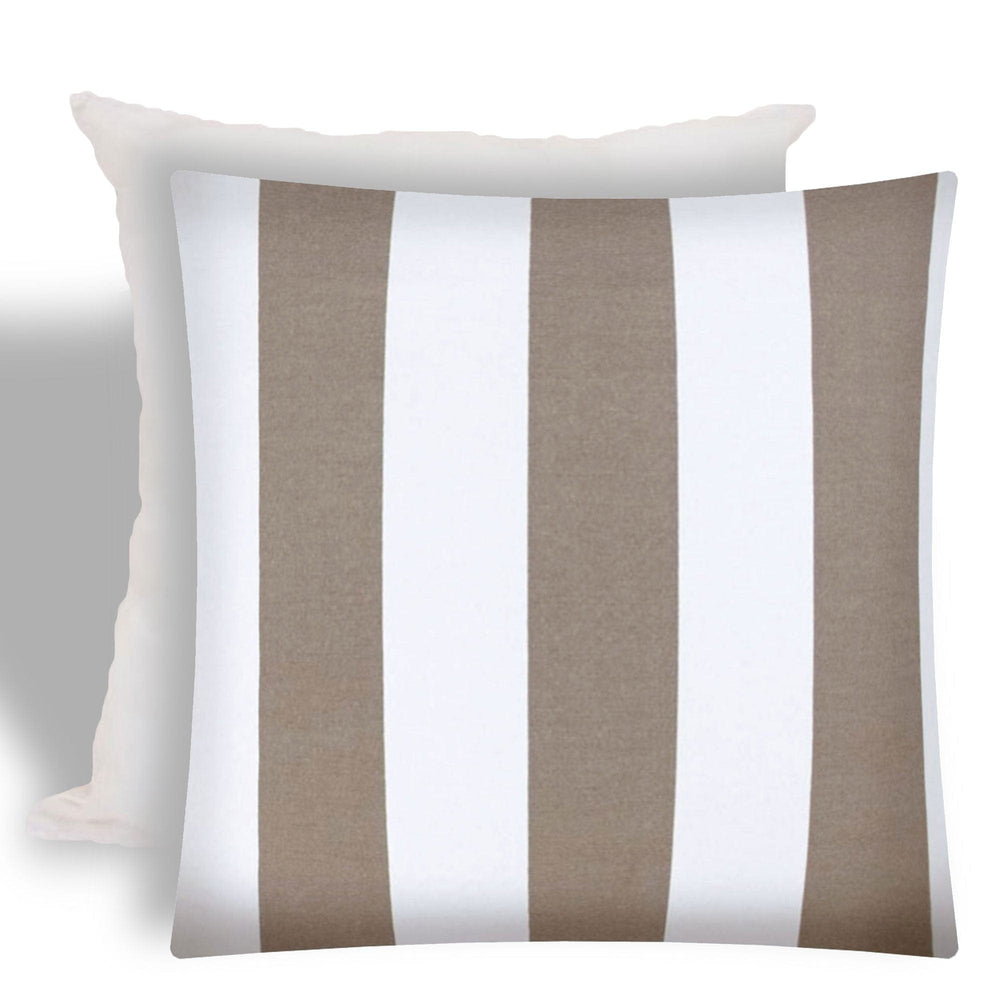17" X 17" Taupe And Ivory Zippered Striped Throw Indoor Outdoor Pillow - Homeroots - Flyclothing LLC