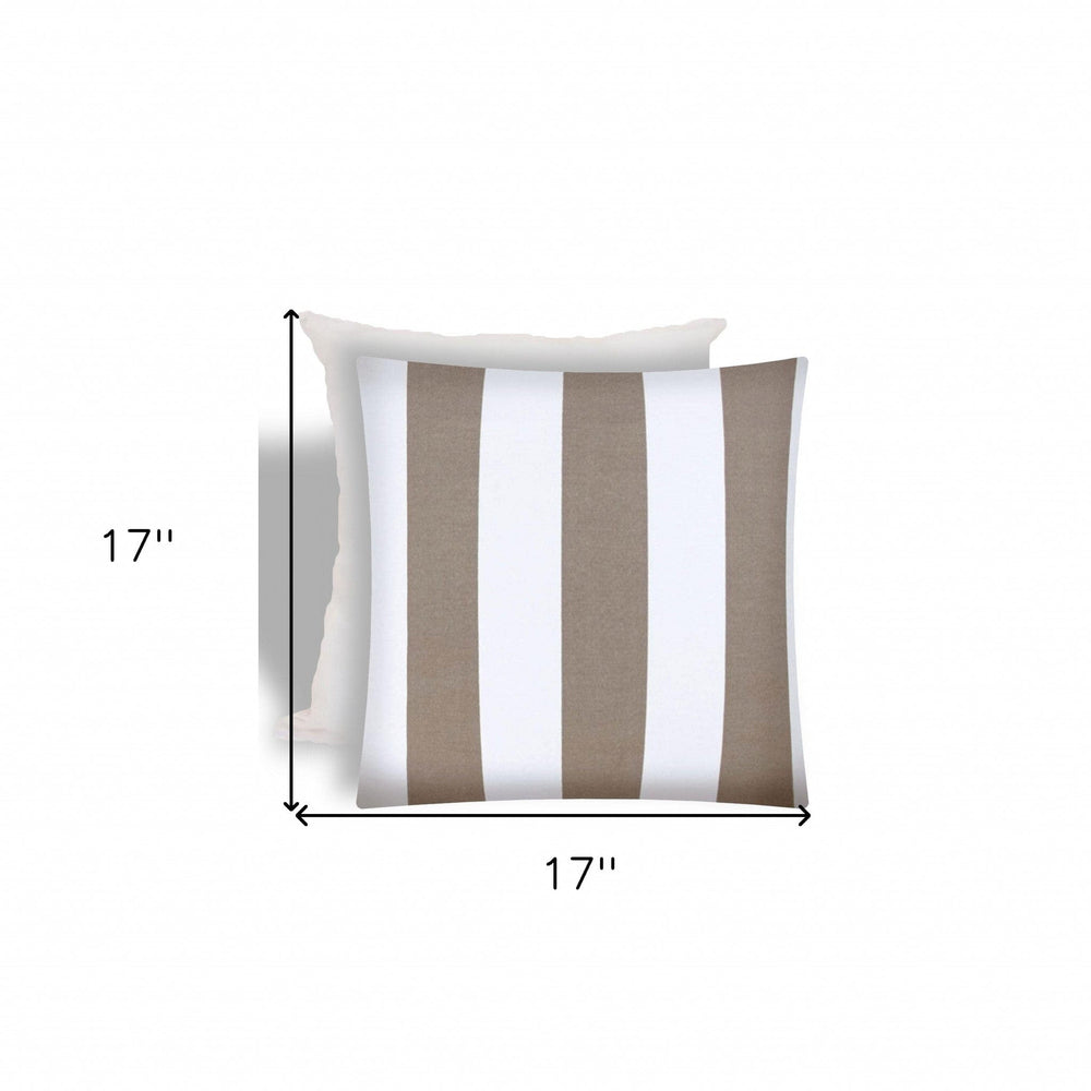 17" X 17" Taupe And Ivory Zippered Striped Throw Indoor Outdoor Pillow - Homeroots - Flyclothing LLC