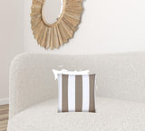 17" X 17" Taupe And Ivory Zippered Striped Throw Indoor Outdoor Pillow - Homeroots - Flyclothing LLC