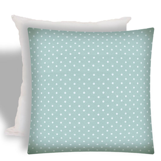 17" X 17" Seafoam And White Zippered Polka Dots Throw Indoor Outdoor Pillow - Homeroots