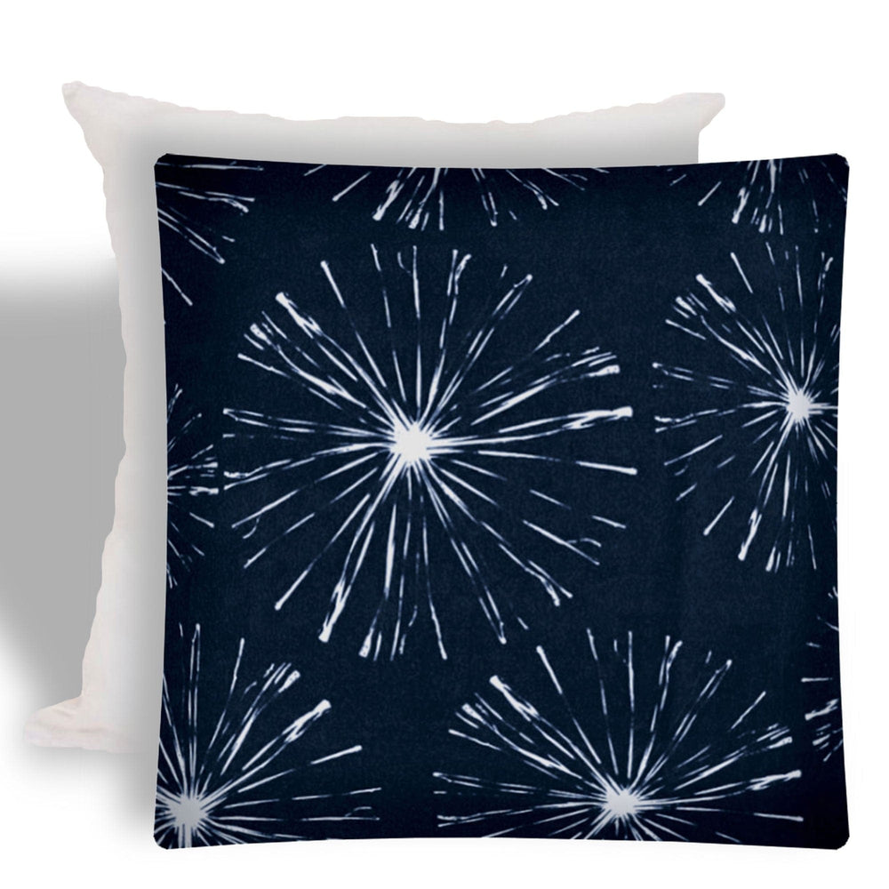 17" X 17" Navy Blue And White Zippered Floral Throw Indoor Outdoor Pillow - Homeroots - Flyclothing LLC