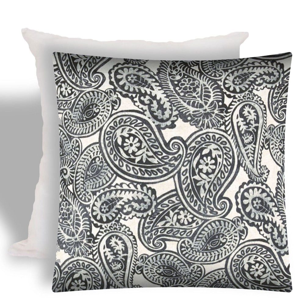 17" X 17" Gray And Cream Zippered Paisley Throw Indoor Outdoor Pillow - Homeroots - Flyclothing LLC