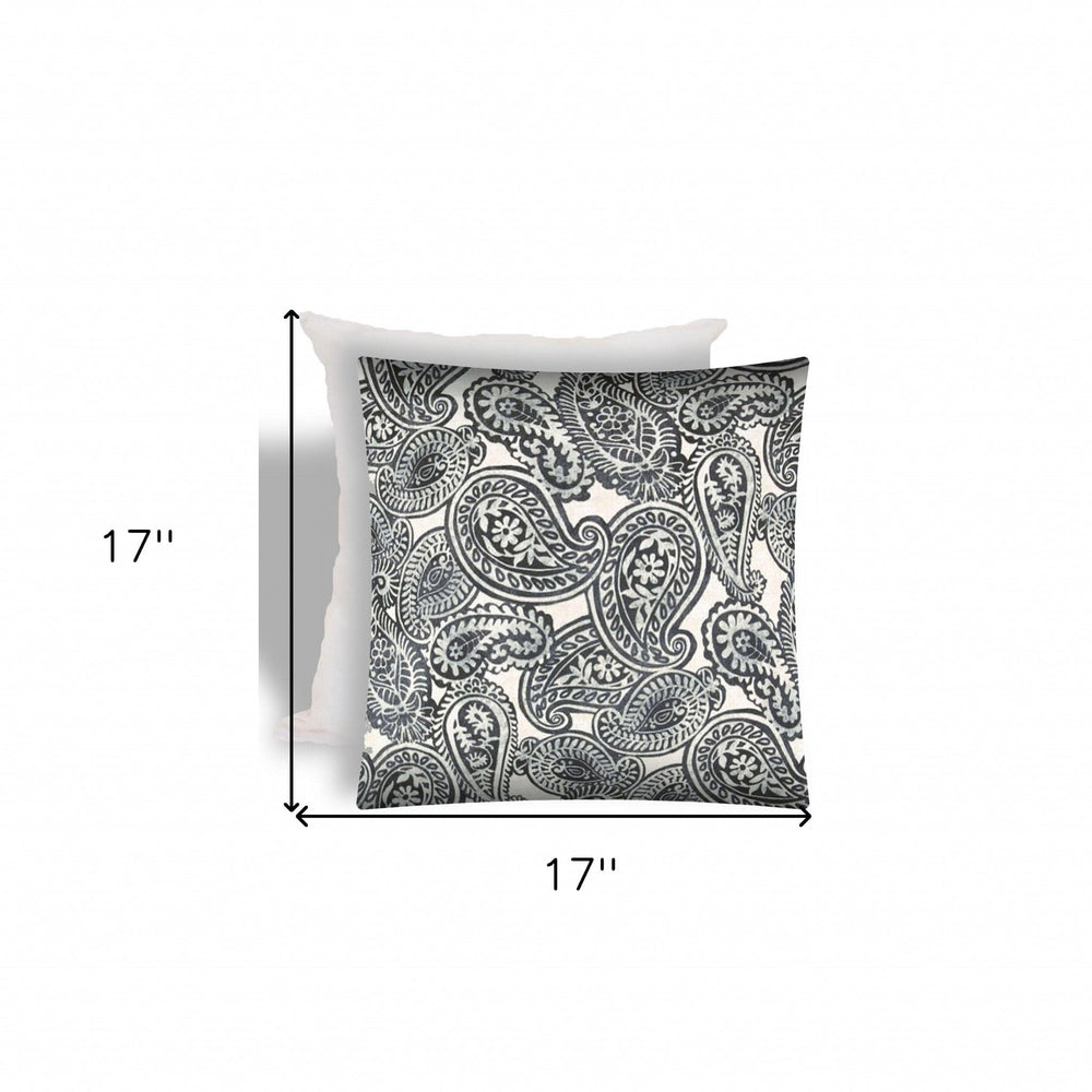 17" X 17" Gray And Cream Zippered Paisley Throw Indoor Outdoor Pillow - Homeroots - Flyclothing LLC