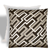17" X 17" Taupe And Chocolate Zippered Trellis Throw Indoor Outdoor Pillow - Homeroots