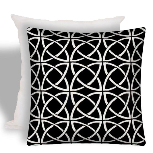 17" X 17" Black And White Zippered Interlocking Throw Indoor Outdoor Pillow - Homeroots