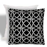 17" X 17" Black And White Zippered Interlocking Throw Indoor Outdoor Pillow - Homeroots